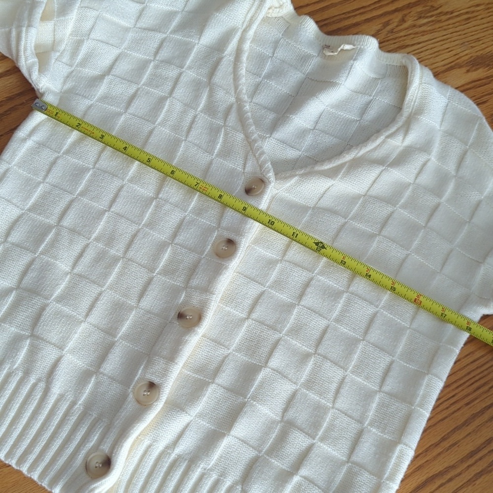 Hem & Thread Basket Weave Deep Vneck Button Down Sweater Size M - Picture 6 of 7